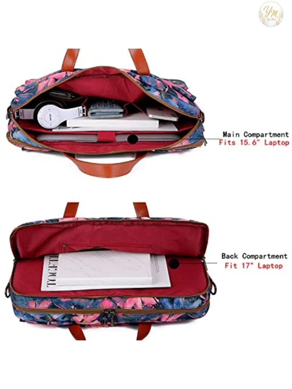 17 inch Laptop Messenger Bag Women Briefcase Canvas Unique Printing Business